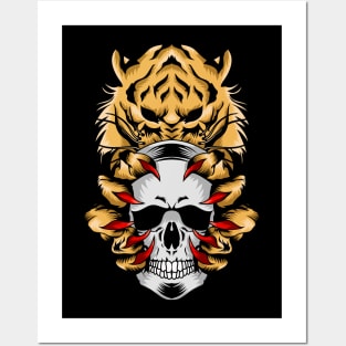 Tiger With Skull Posters and Art